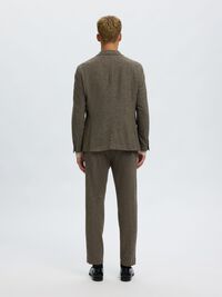 CHECKED WOOL BLEND  BLAZER, Brownie, highres