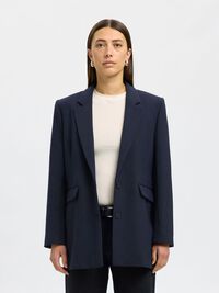 VISCOSE BLEND OVERSIZED BLAZER, Dark Sapphire, highres