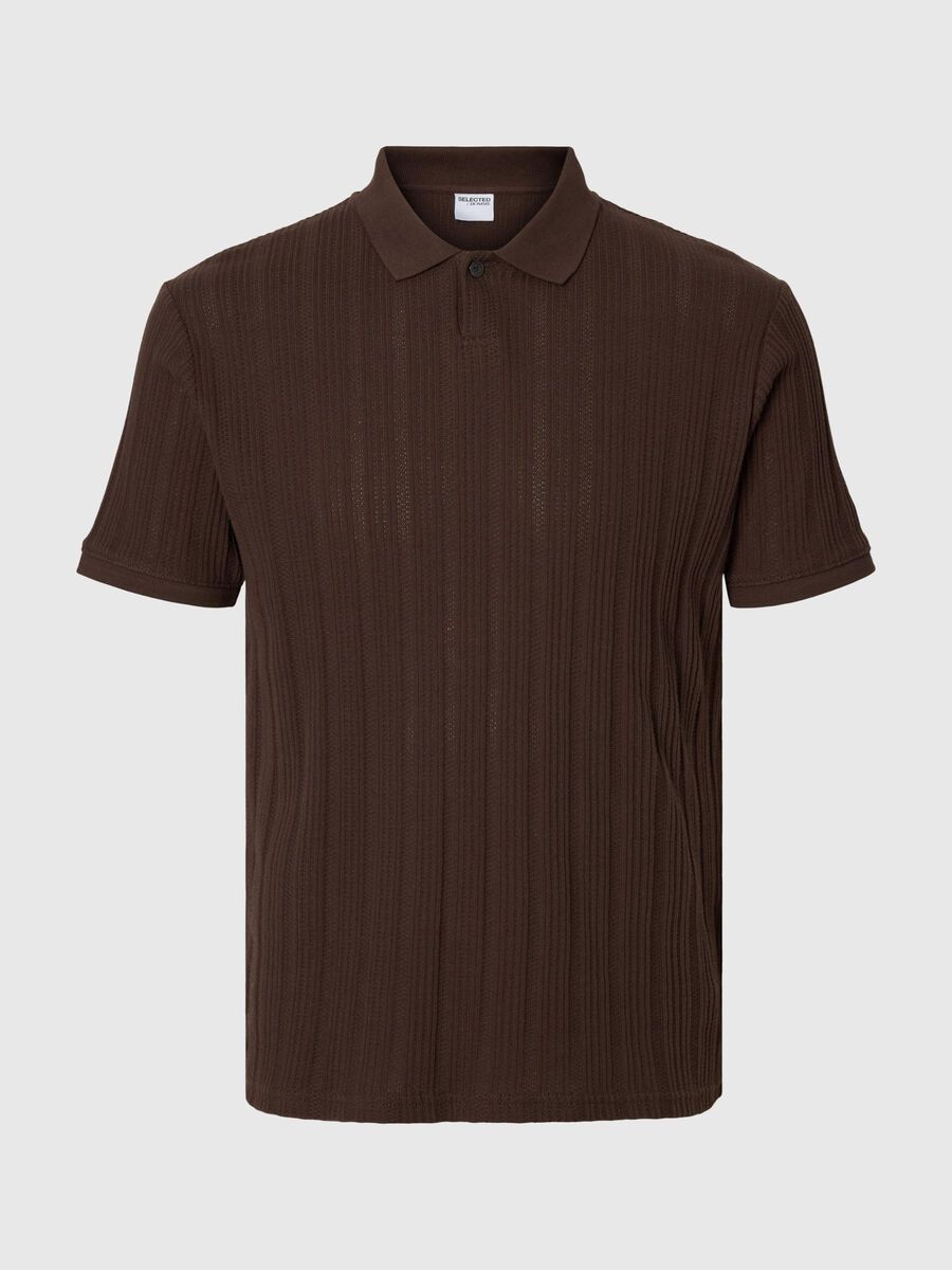 Selected SHORT-SLEEVED COTTON POLO SHIRT, Chocolate Brown, highres - 16092781_ChocolateBrown_001.jpg