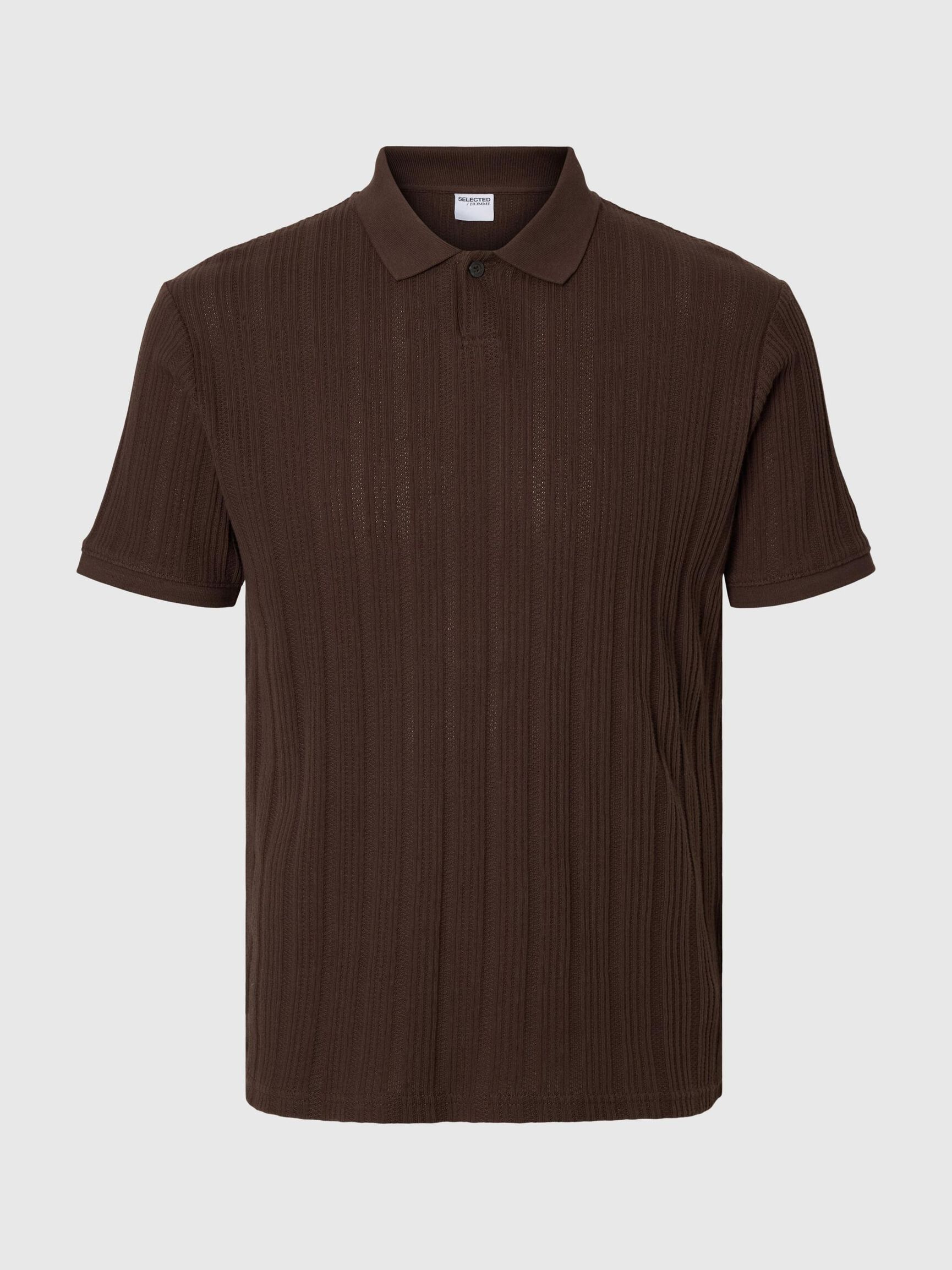 SHORT-SLEEVED COTTON POLO SHIRT, Chocolate Brown, highres