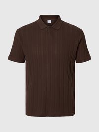 SHORT-SLEEVED COTTON POLO SHIRT, Chocolate Brown, highres
