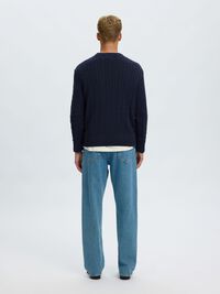 CABLE KNIT PULLOVER, Navy Blazer, highres