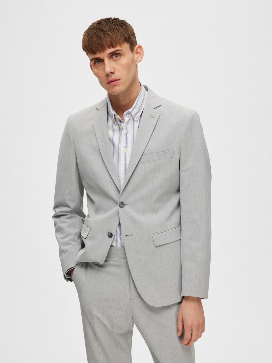 Selected VISCOSEMIX SLIM FIT BLAZER, Light Grey Melange, highres - 16087824_LightGreyMelange_003.jpg