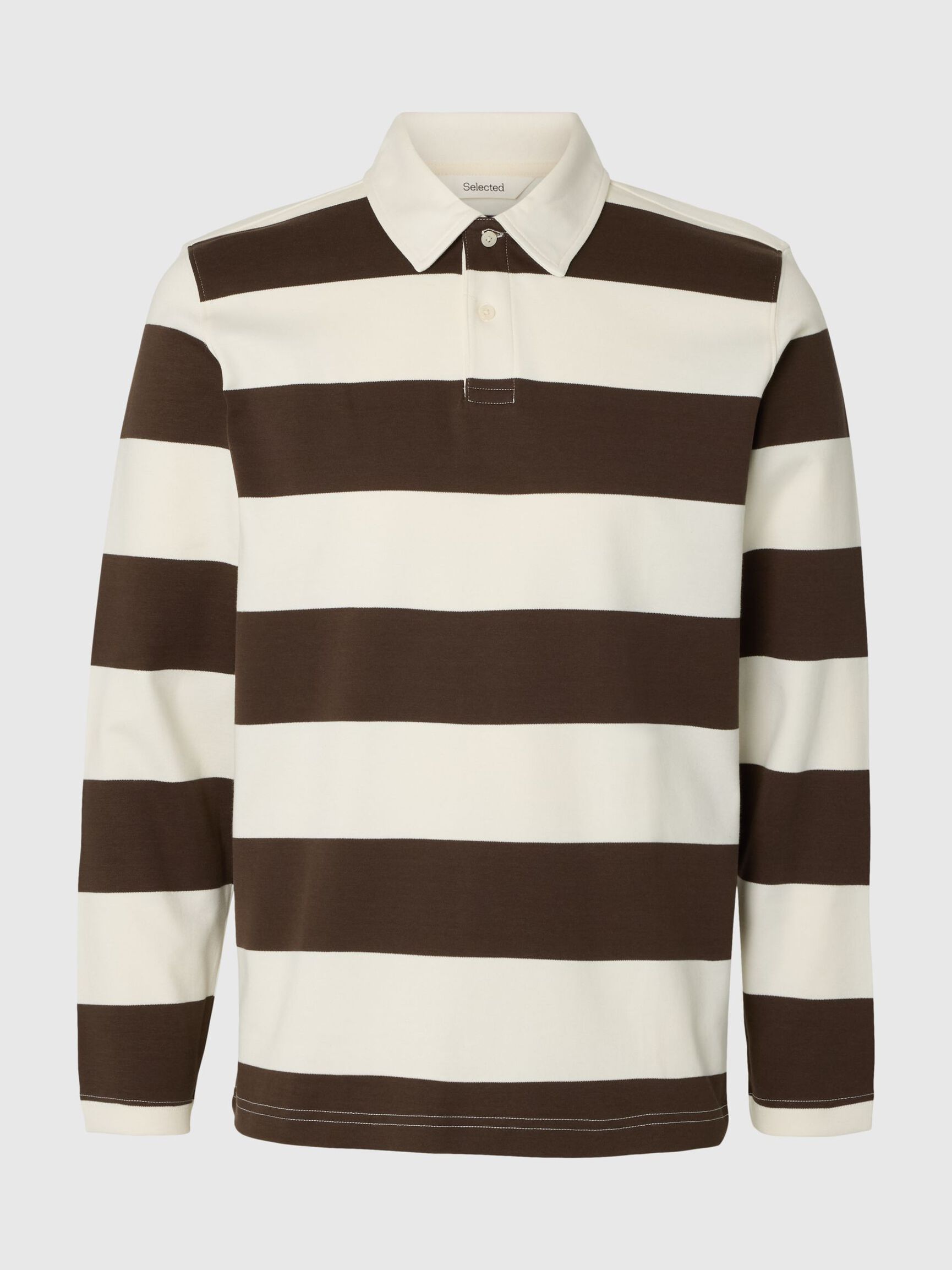 STRIPED COTTON LONG-SLEEVED POLO, Delicioso, highres