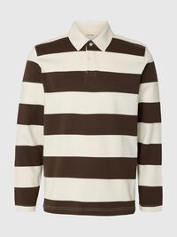 STRIPED COTTON LONG-SLEEVED POLO, Delicioso, highres