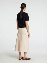 MIDI DENIM ROK, Ecru, highres
