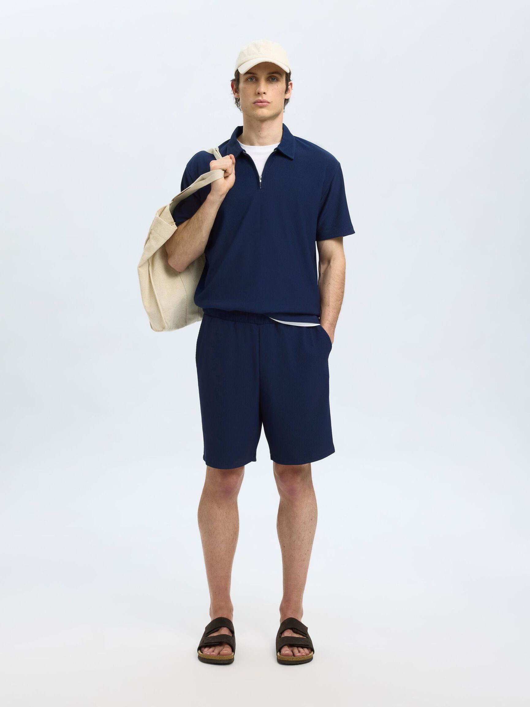 RIBBED SHORTS, Black Iris, highres