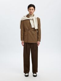 RELAXED FIT DOUBLE-BREASTED BLAZER, Cognac, highres