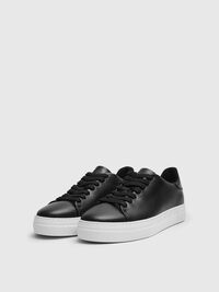 LEDER SNEAKERS, Black, highres