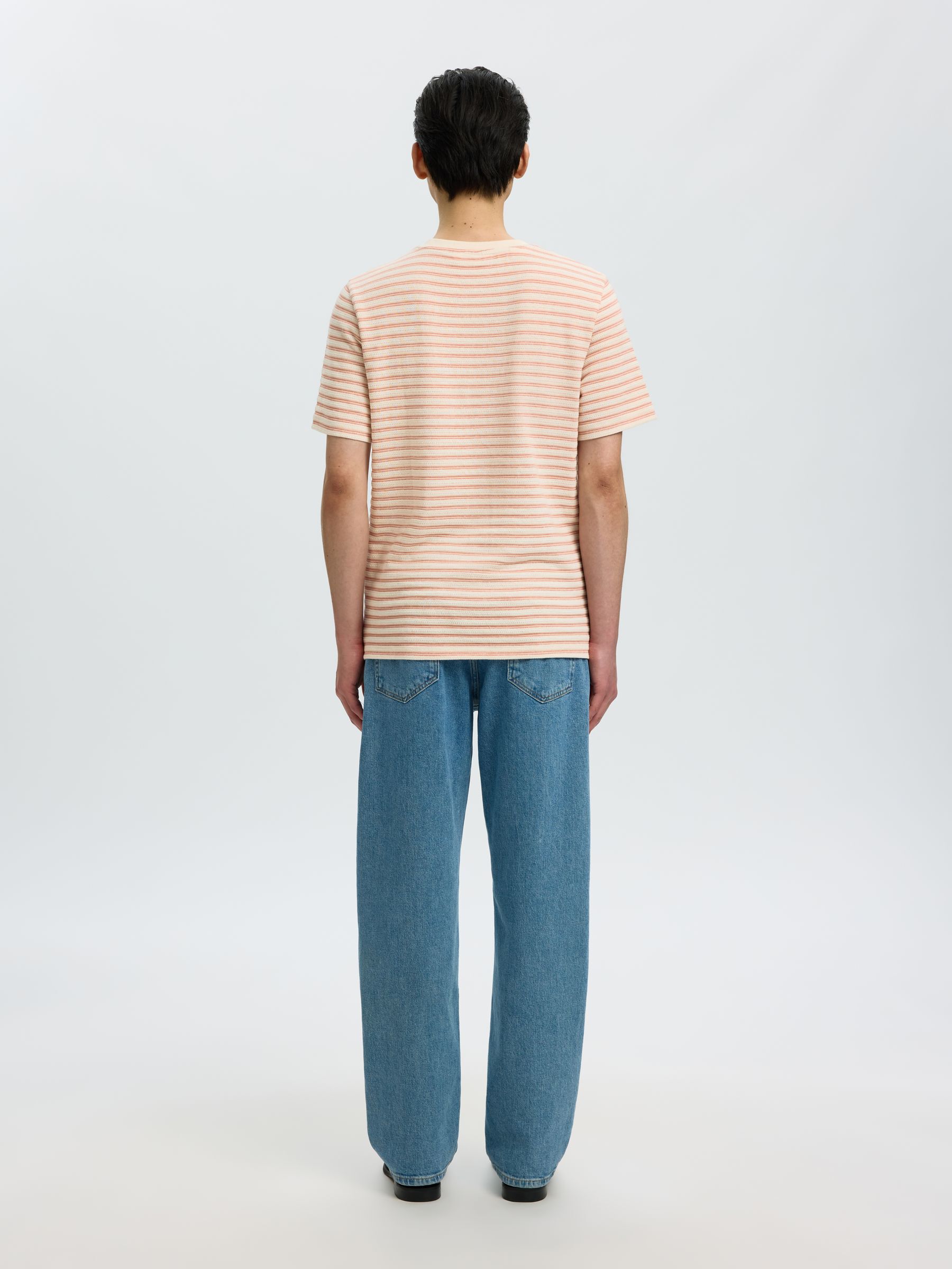 STRIPED CREWNECK T-SHIRT, Egret, highres