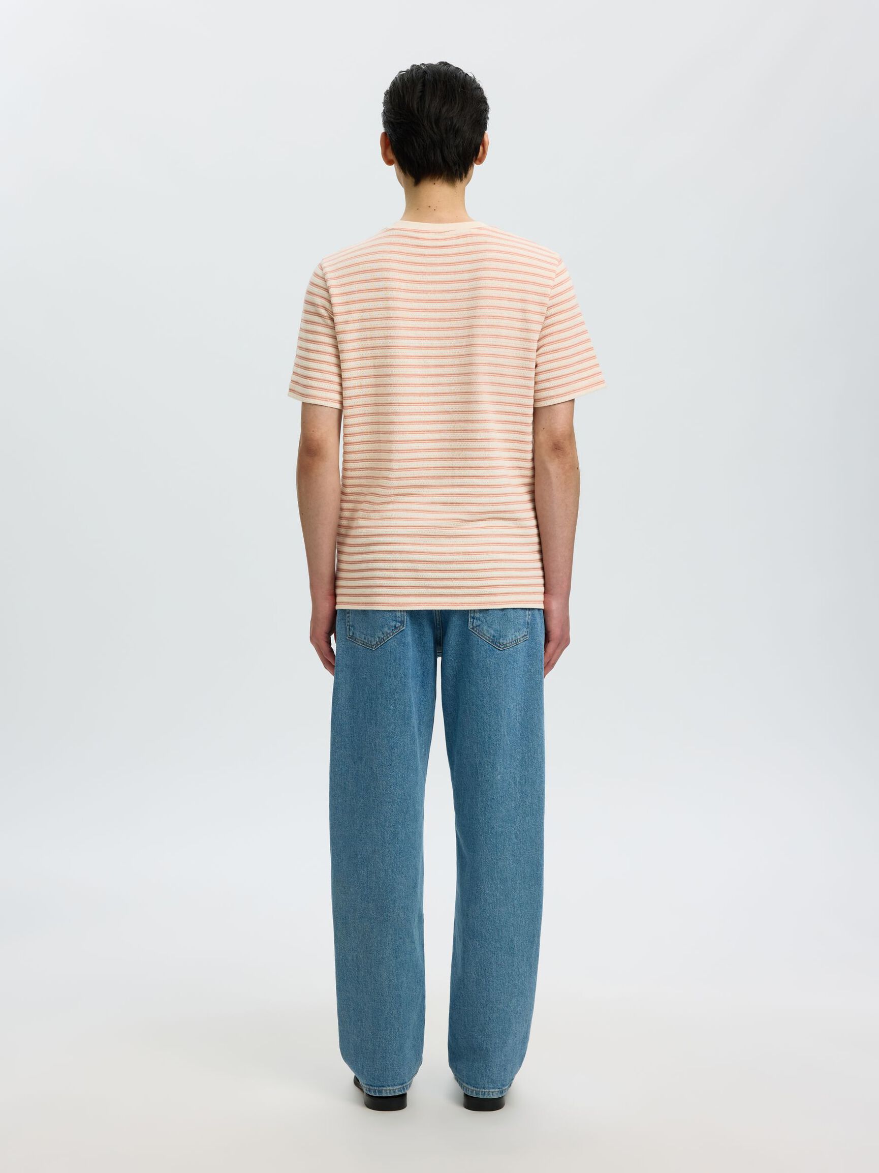 STRIPED CREWNECK T-SHIRT, Egret, highres