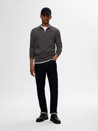 GEBREIDE POLO MET LANGE MOUWEN, Antracit, highres