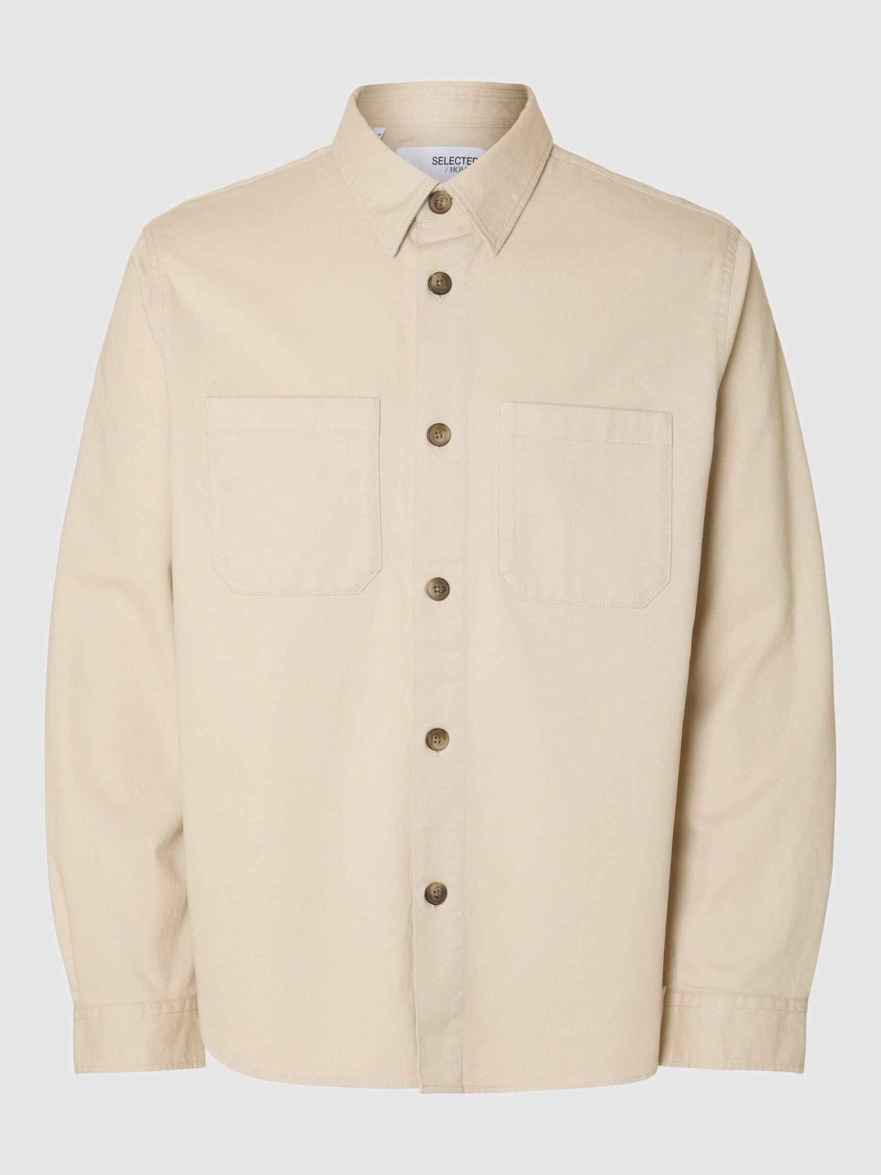 REGULAR FIT TWILL OVERSHIRT, Oatmeal, highres