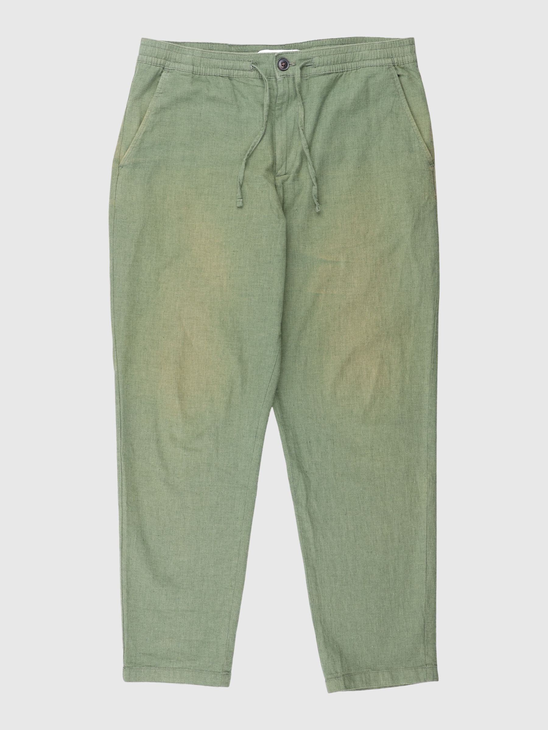 LINEN BLEND TROUSERS, Olivine, highres