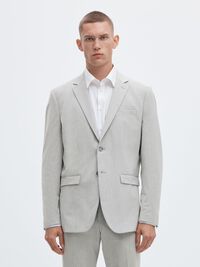 VISCOSE BLEND SLIM FIT BLAZER, Light Grey Melange, highres