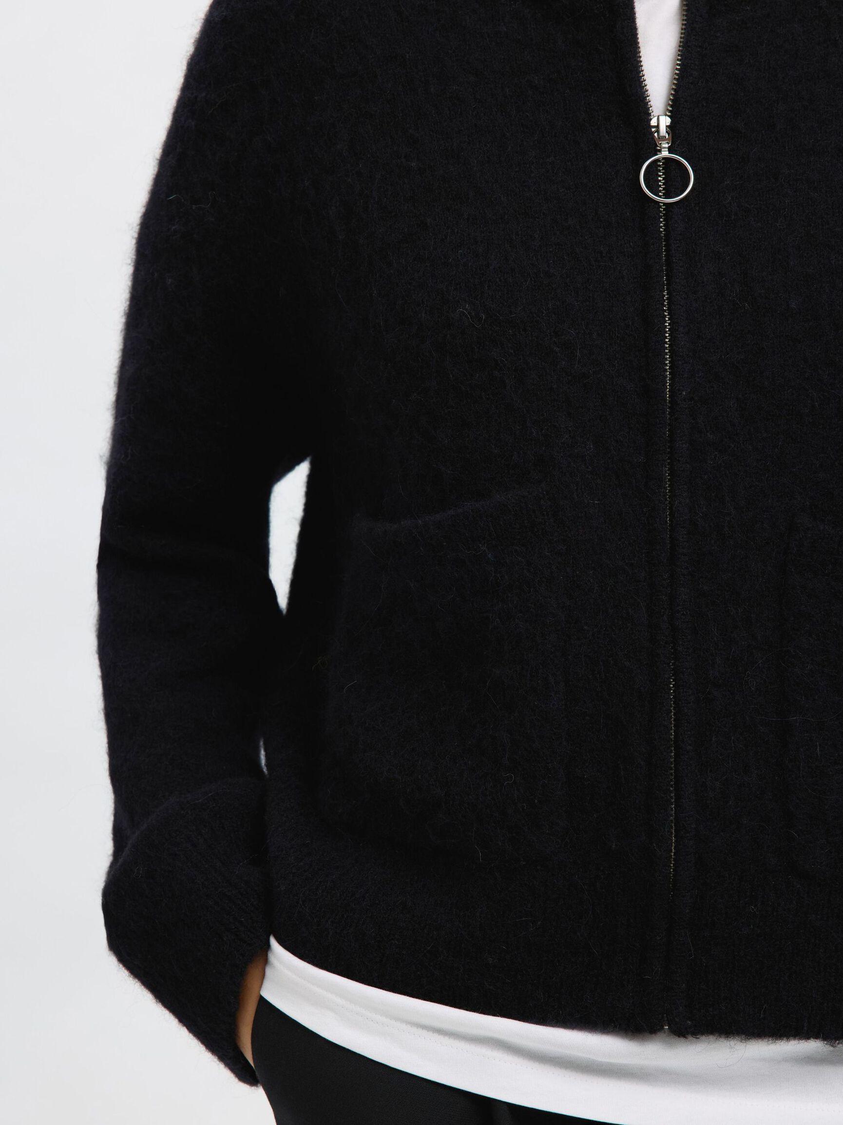 WOOL BLEND CARDIGAN, Black, highres