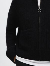 WOOL BLEND CARDIGAN, Black, highres