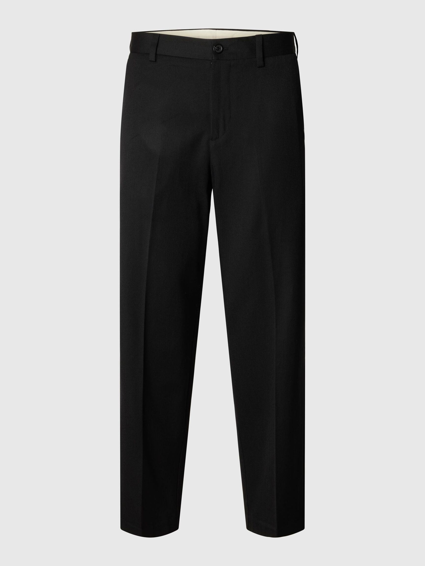 WOOL BLEND LOOSE-FIT TROUSERS, Black, highres