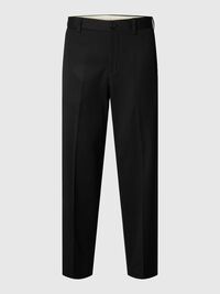 WOOL BLEND LOOSE-FIT TROUSERS, Black, highres