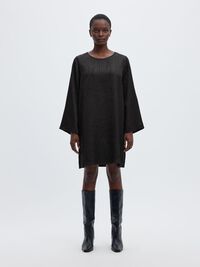 CRINKLED MINI DRESS, Black, highres