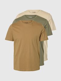 3-PACK COTTON T-SHIRT, Oatmeal, highres