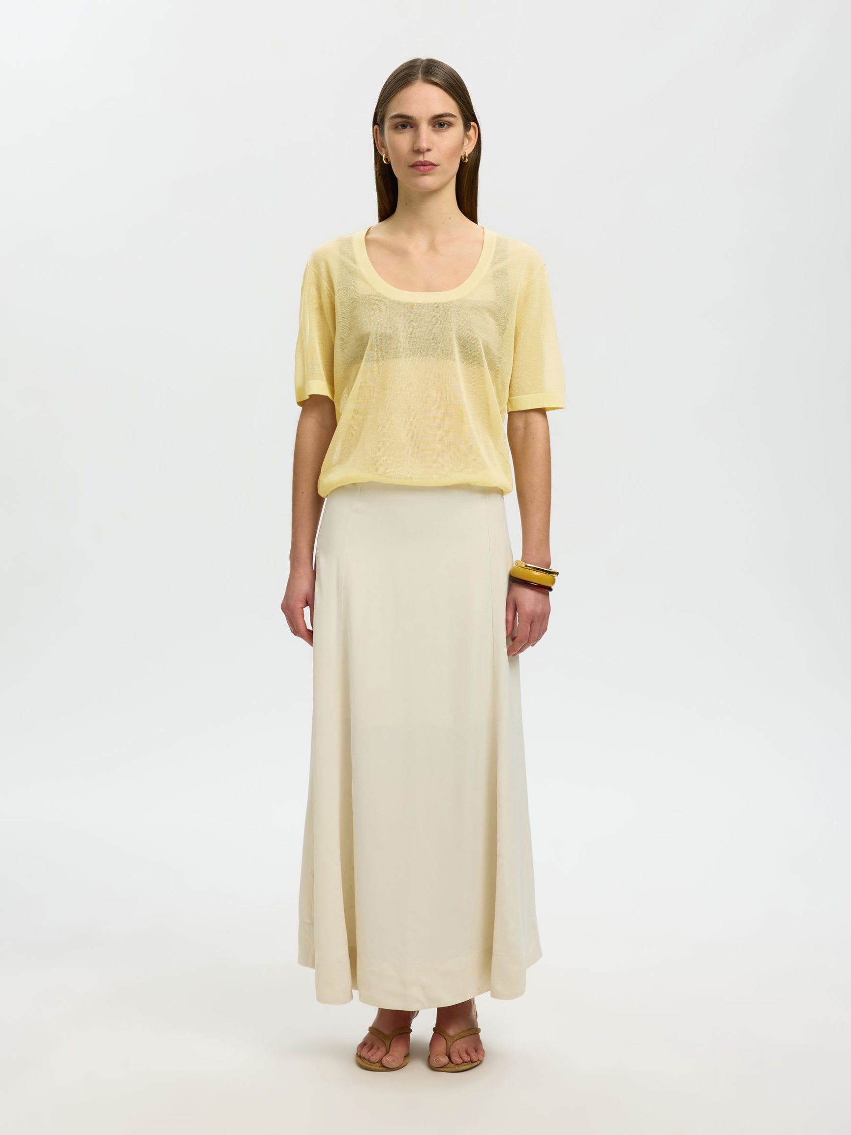 VISCOSE BLEND KNITTED TOP, Italian Straw, highres
