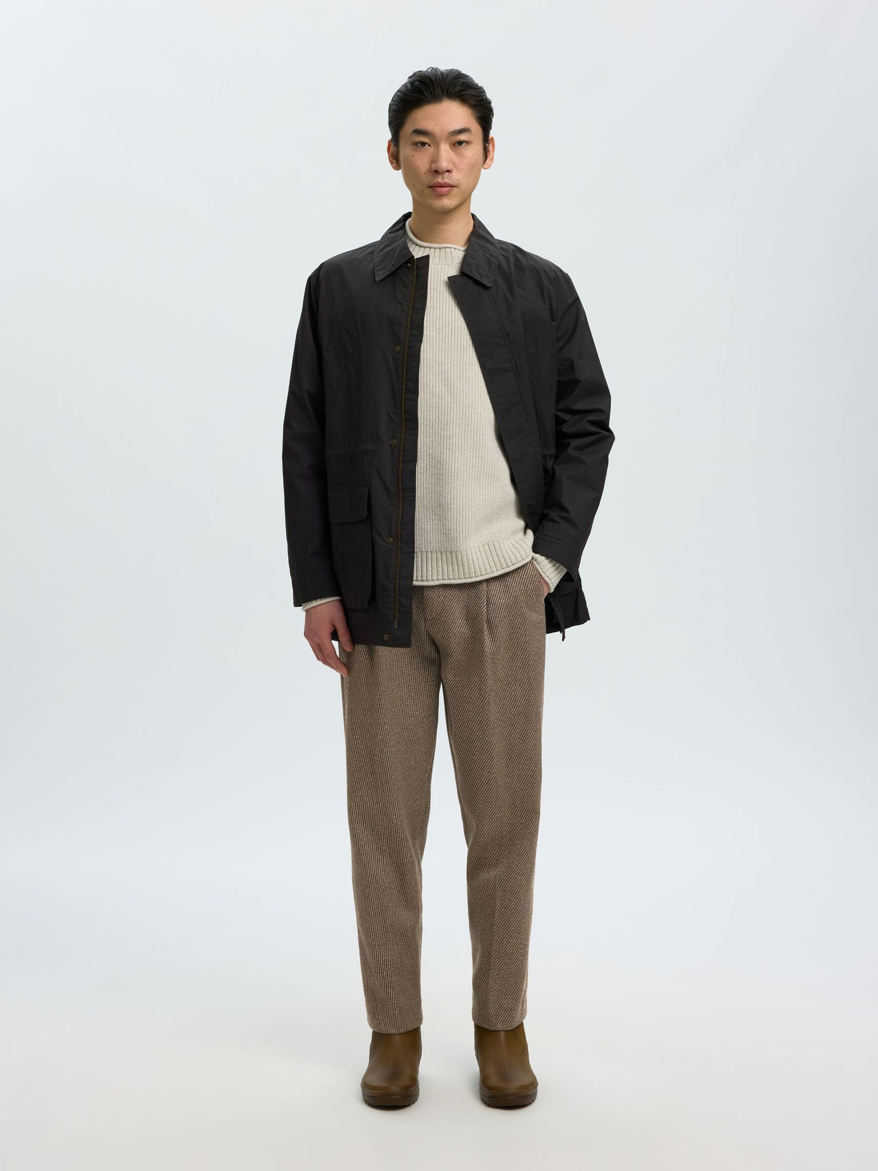 WOOL LOOSE-FIT TROUSERS, Delicioso, highres