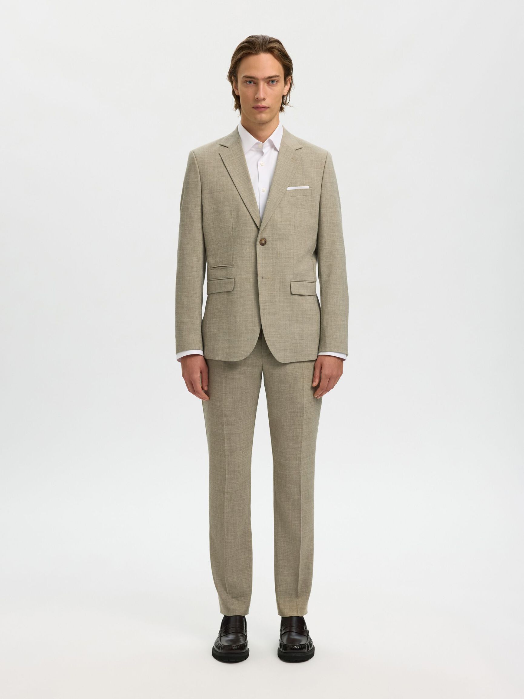 SLIM FIT SINGLE-BREASTED BLAZER, Sand, highres
