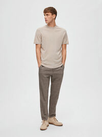 KNITTED SHORT SLEEVED TOP, Fog, highres