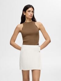 SLEEVELESS KNITTED TOP, Coca Mocha, highres
