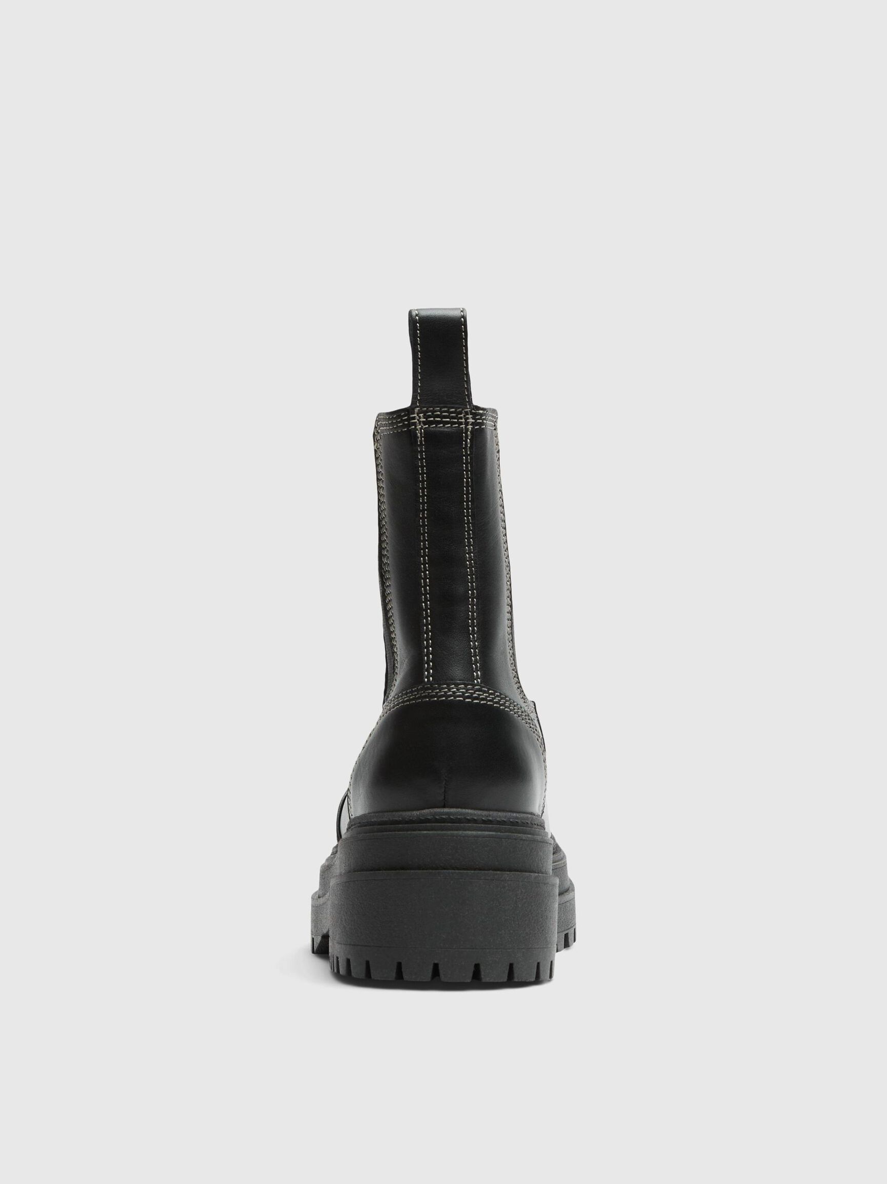 CHUNKY LEATHER CHELSEA BOOTS, Black, highres
