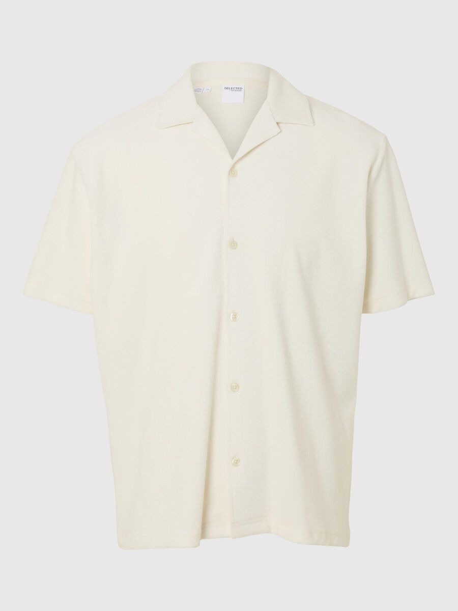 Selected TERRYCLOTH CHEMISE À MANCHES COURTES, Egret, highres - 16096778_Egret_001.jpg