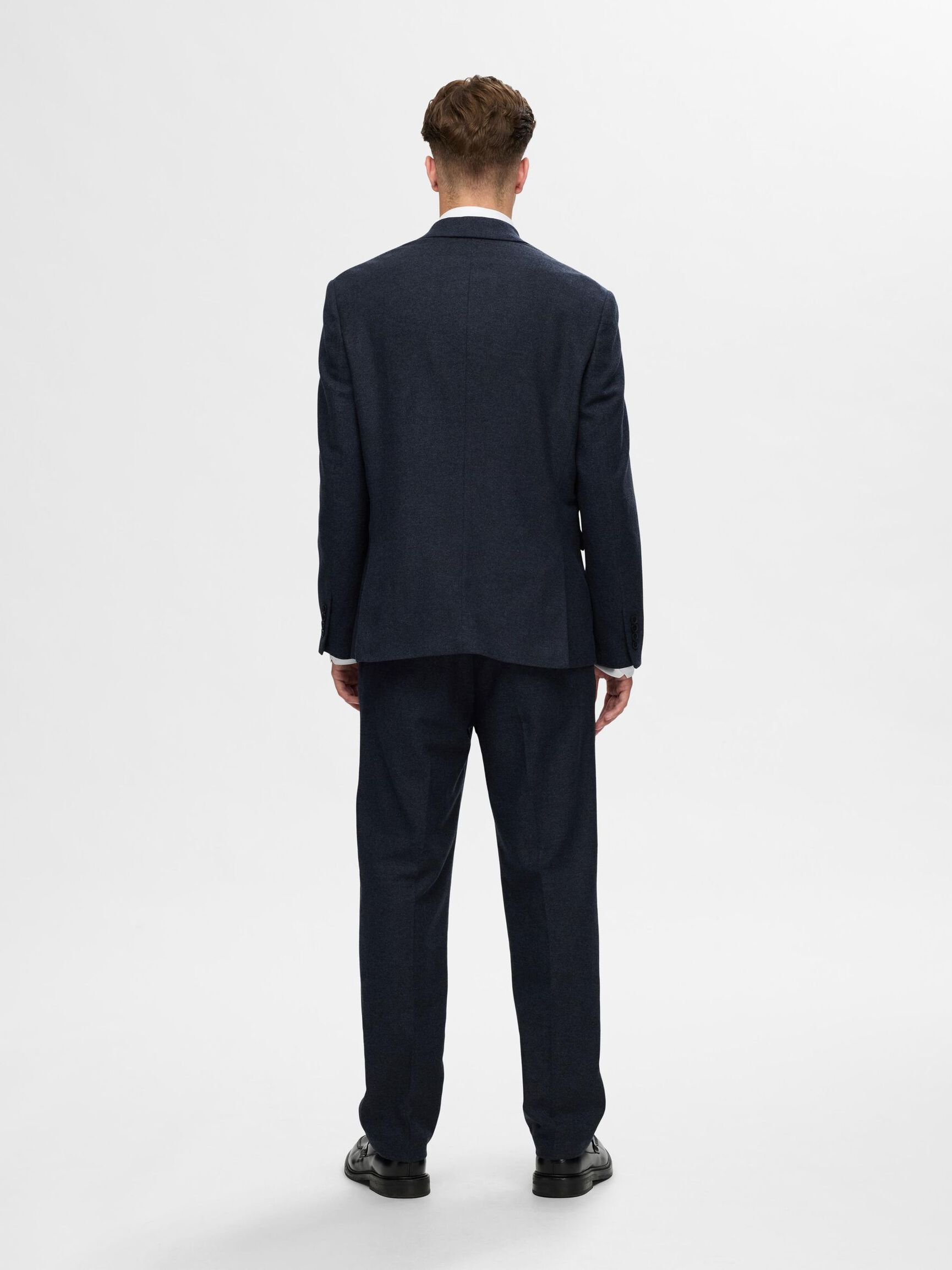 CHECKED WOOL BLEND  BLAZER, Dark Blue, highres