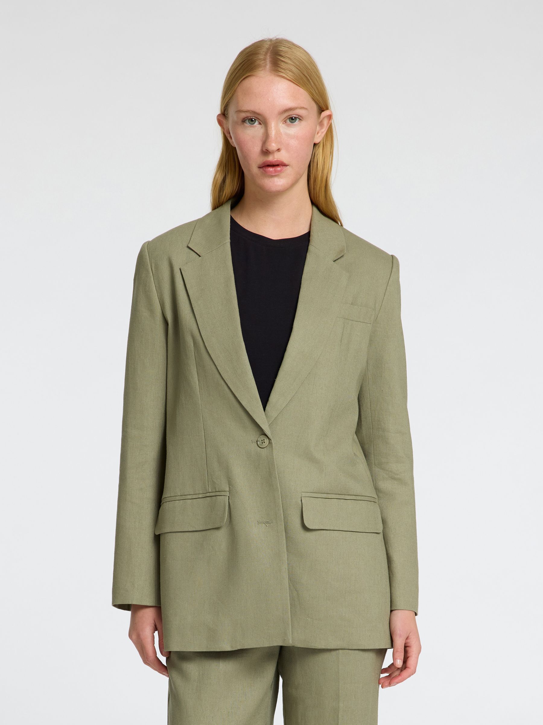 RELAXED FIT SINGLE-BREASTED BLAZER, Vetiver, highres