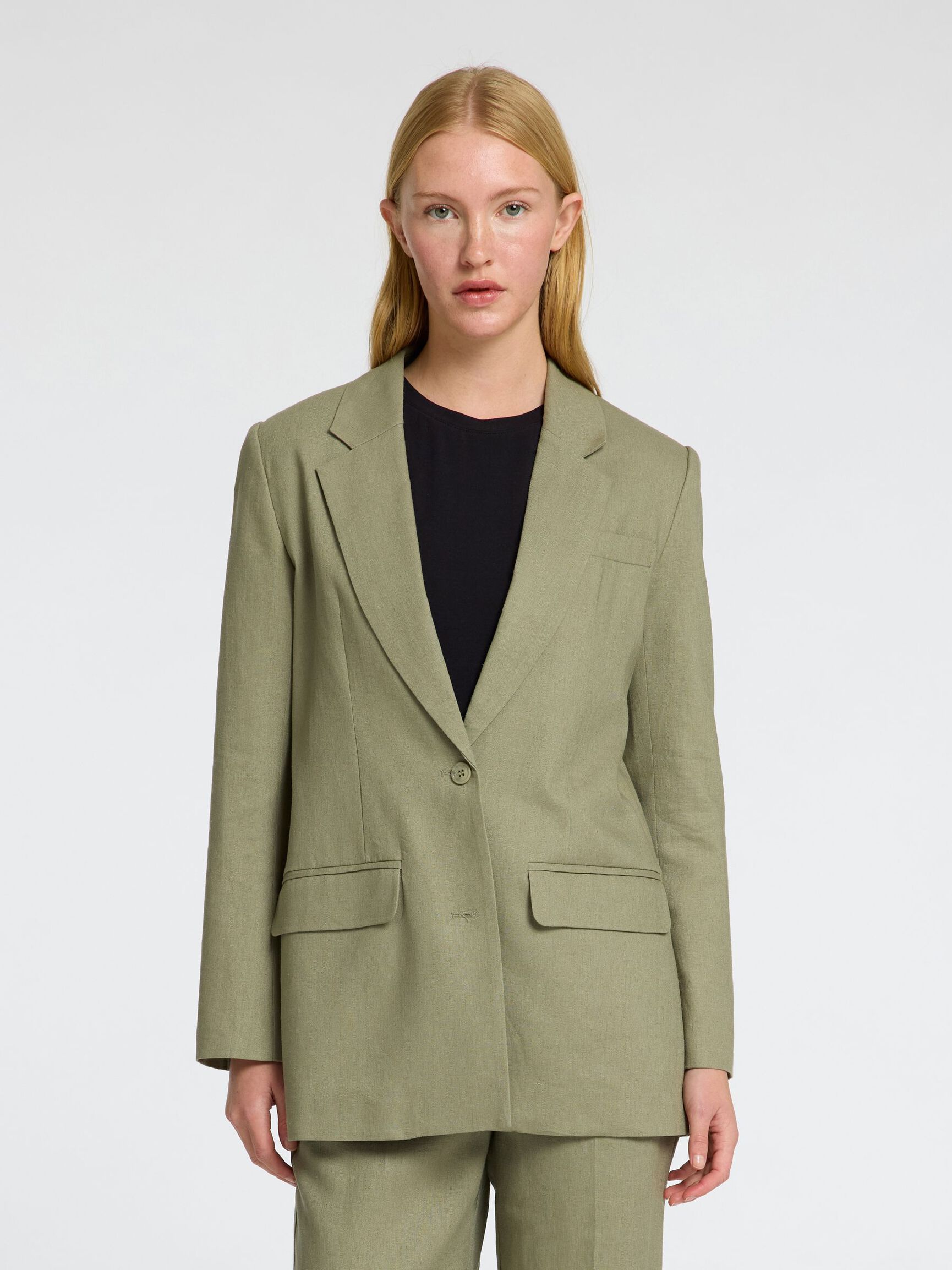 RELAXED FIT SINGLE-BREASTED BLAZER, Vetiver, highres