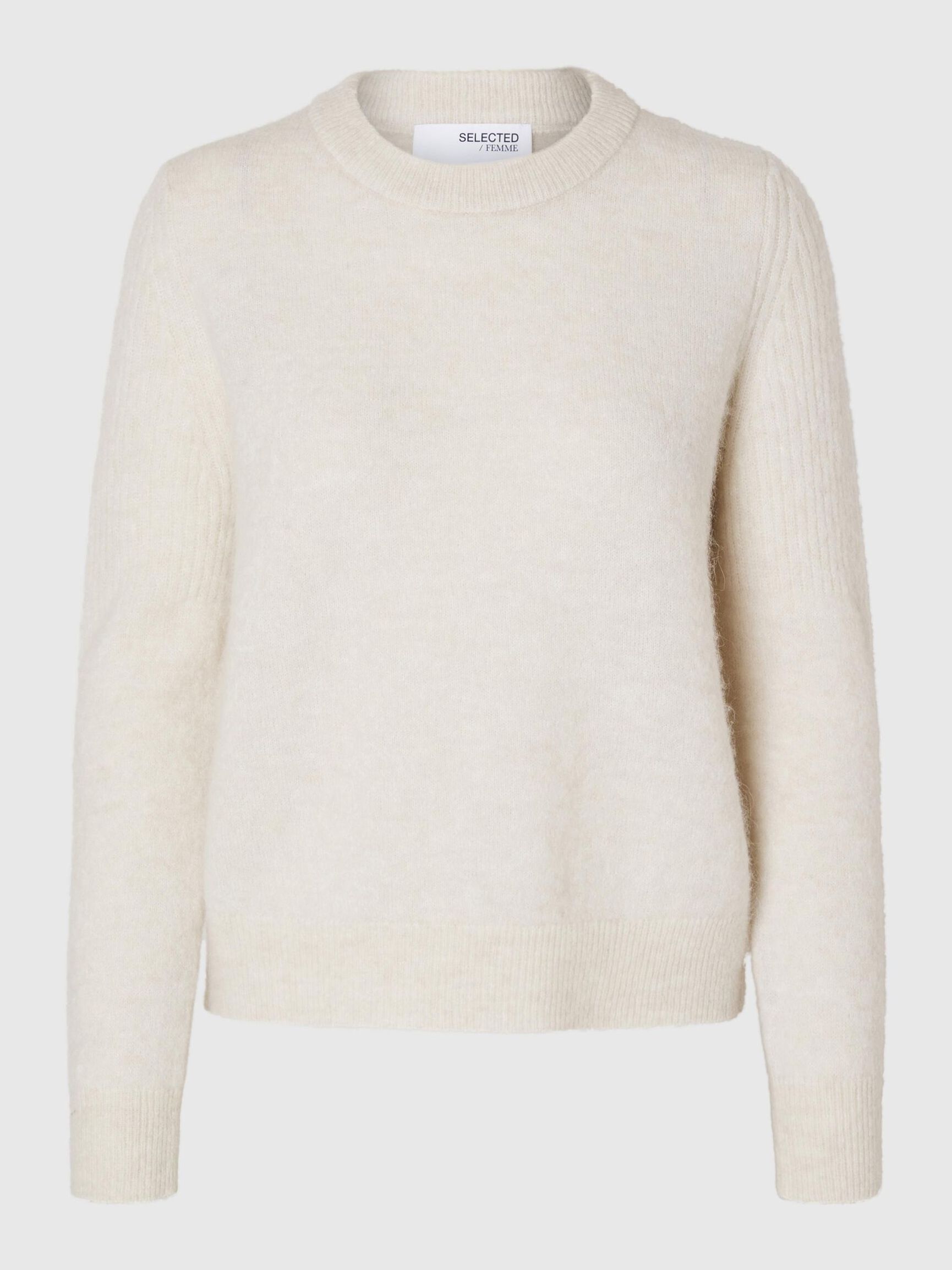 KNITTED WOOL BLEND JUMPER, Birch, highres