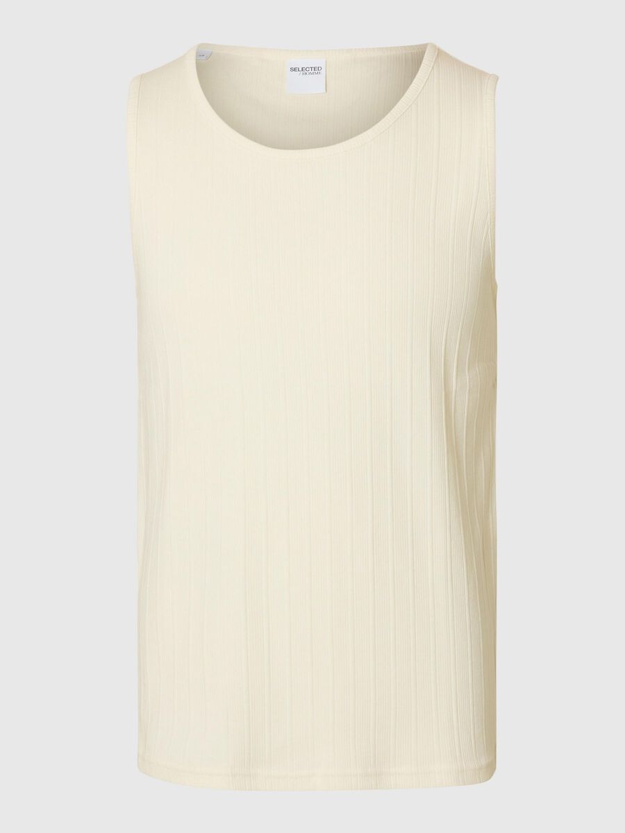 Selected RIBBED COTTON TANK TOP, Egret, highres - 16097660_Egret_001.jpg