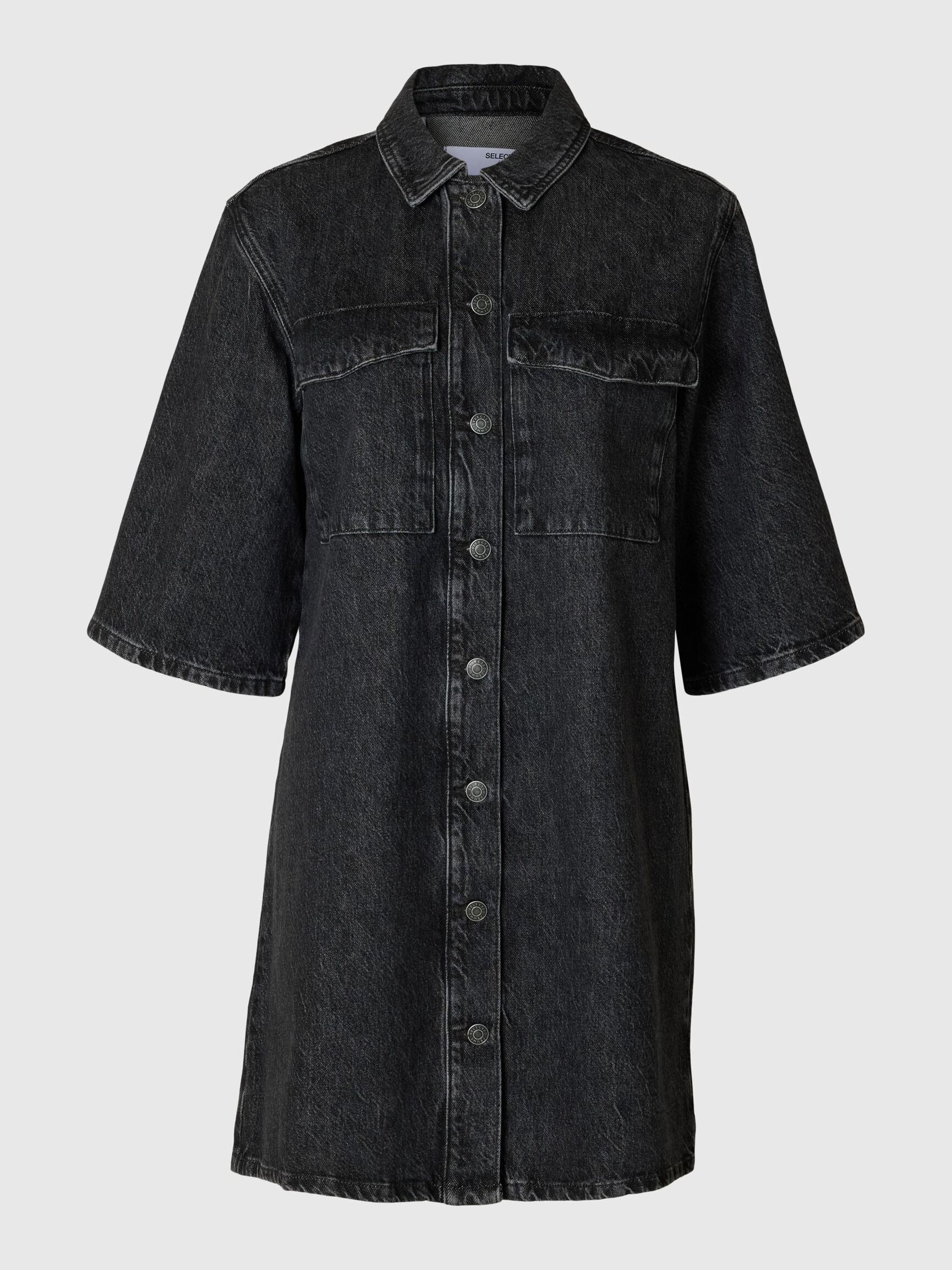 MINI DENIM DRESS, Black, highres