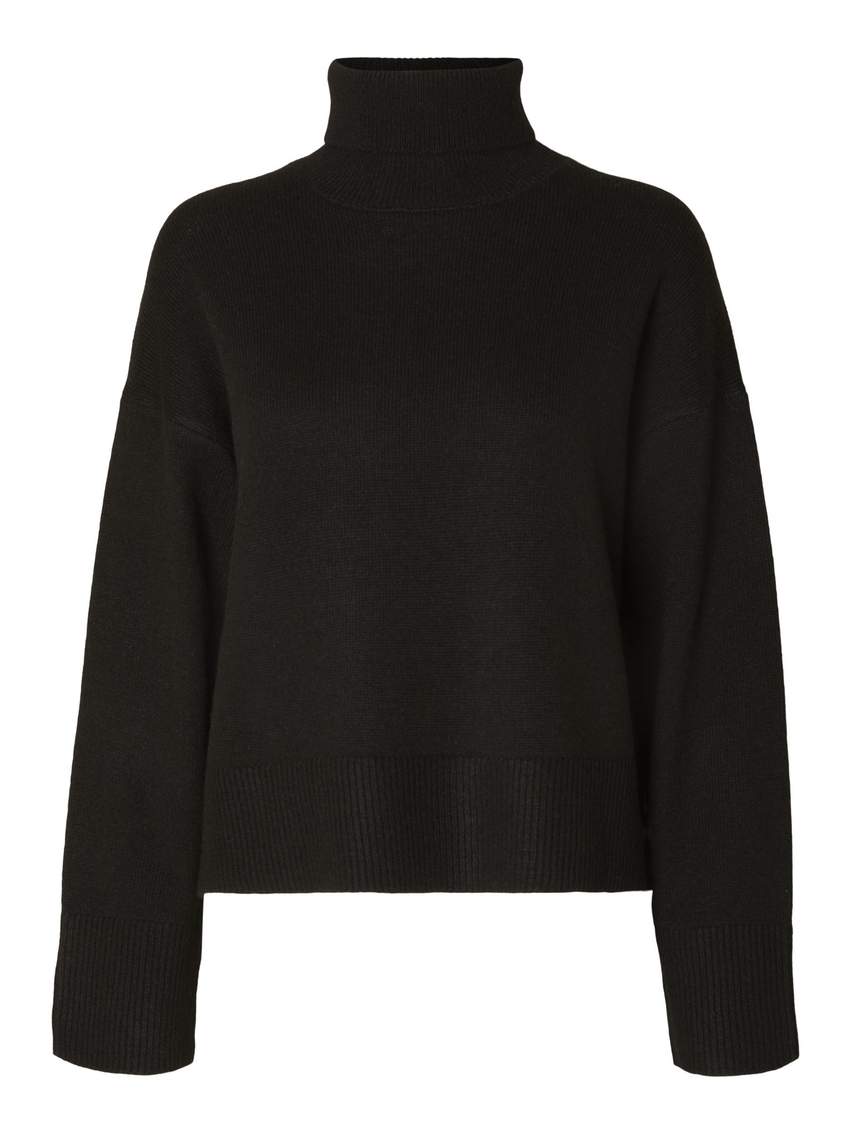 WOOL BLEND ROLL NECK JUMPER, Black, highres