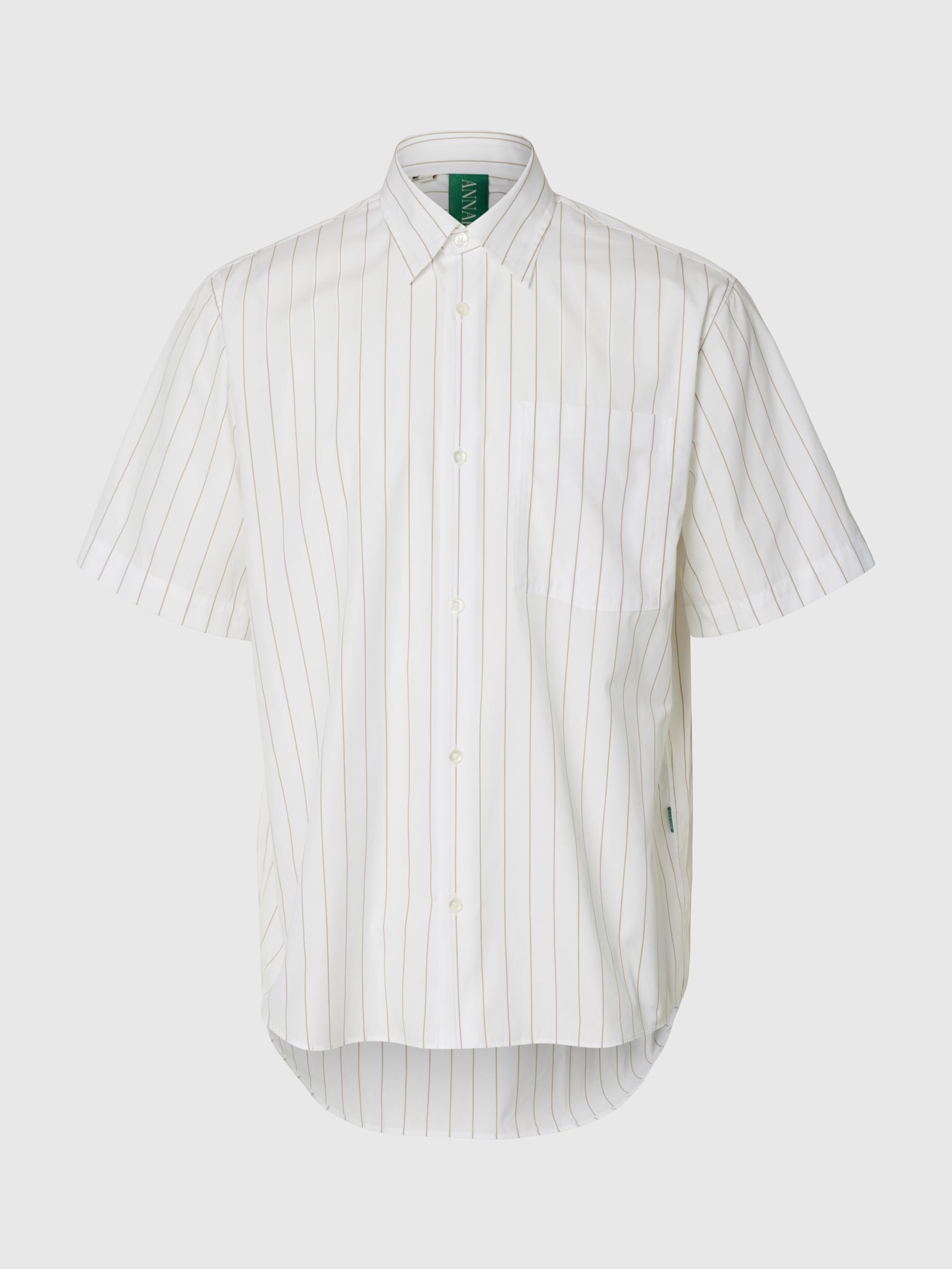 STRIBET KORTÆRMET SKJORTE, Brilliant White, highres