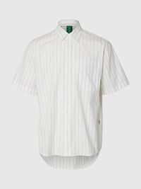 STRIBET KORTÆRMET SKJORTE, Brilliant White, highres