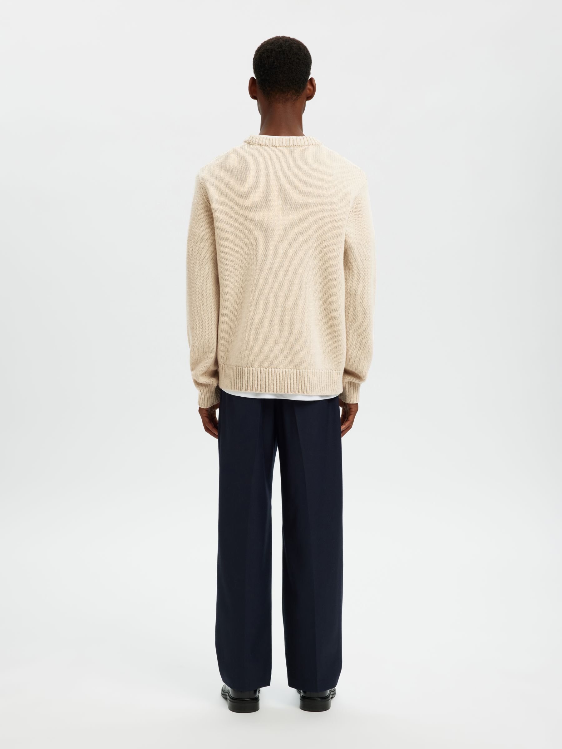 WOOL BLEND RELAXED FIT JUMPER, Oatmeal, highres