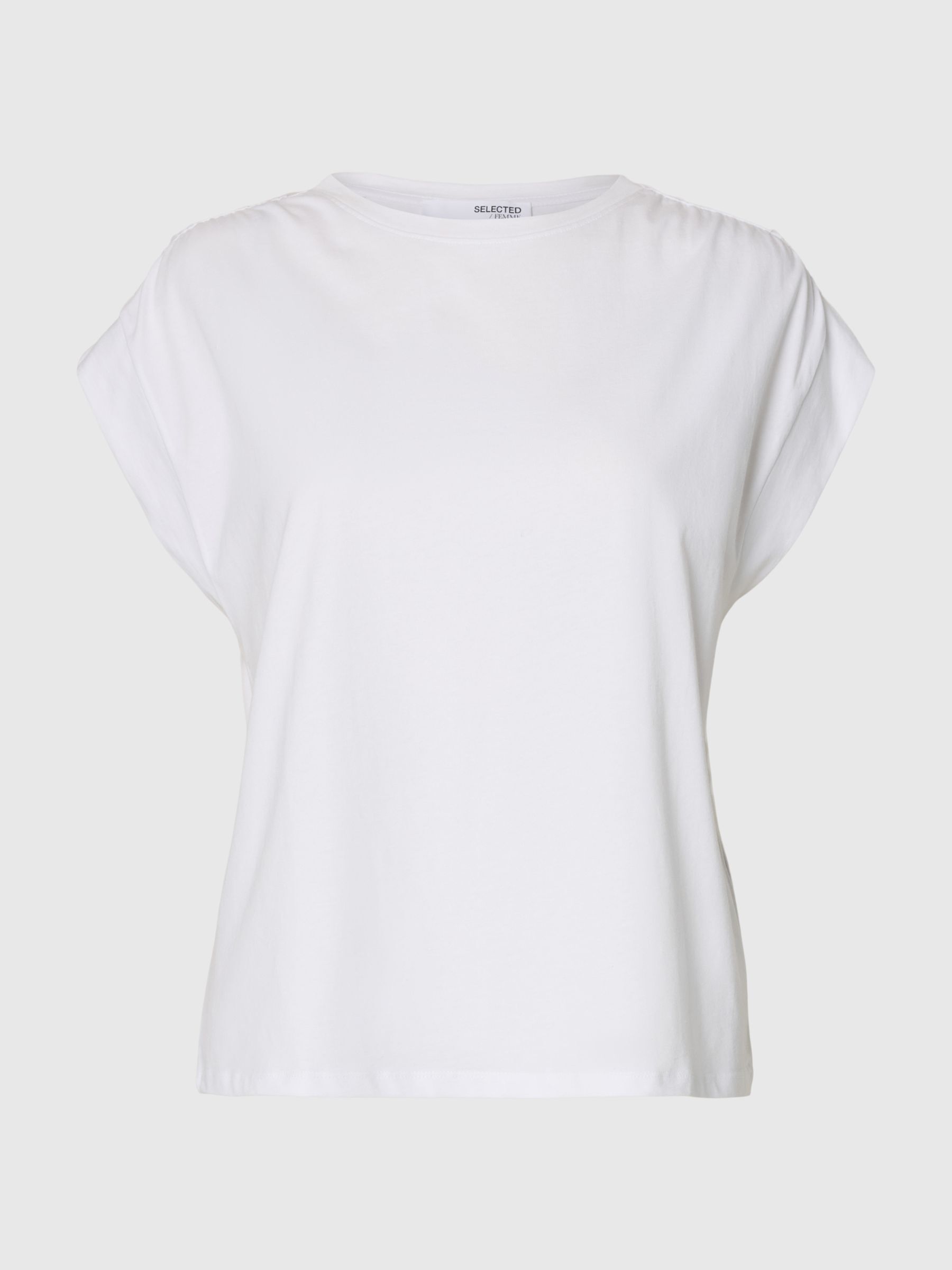 COTTON SHORT SLEEVED TOP, Bright White, highres