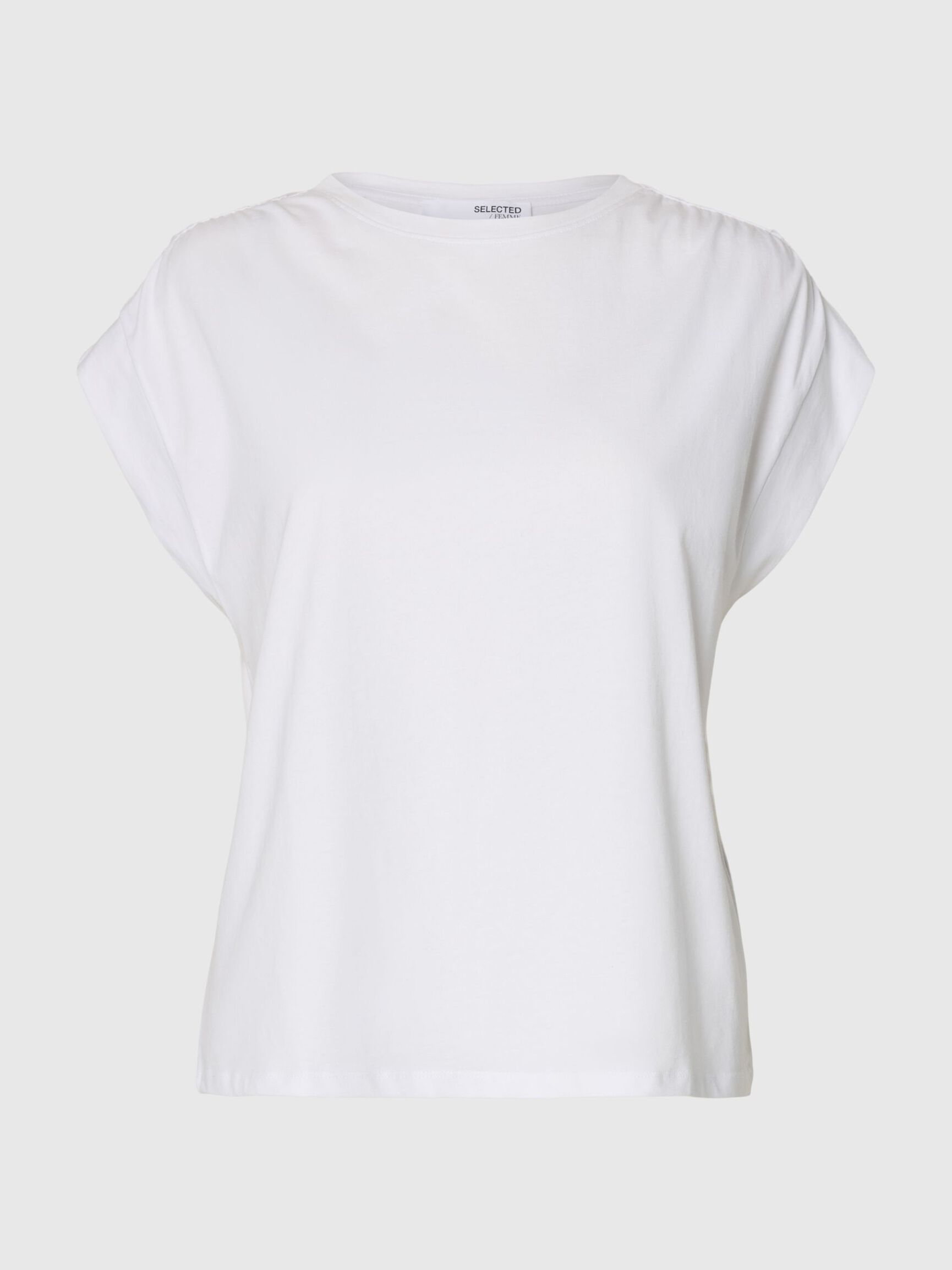 COTTON SHORT SLEEVED TOP, Bright White, highres