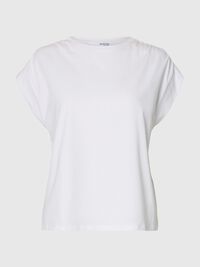 COTTON SHORT SLEEVED TOP, Bright White, highres