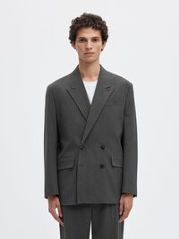 RELAXED FIT BLAZER À DOUBLE BOUTONNAGE, Grey, highres