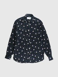 BUTTON-DOWN FORMAL LINEN SHIRT, Black, highres