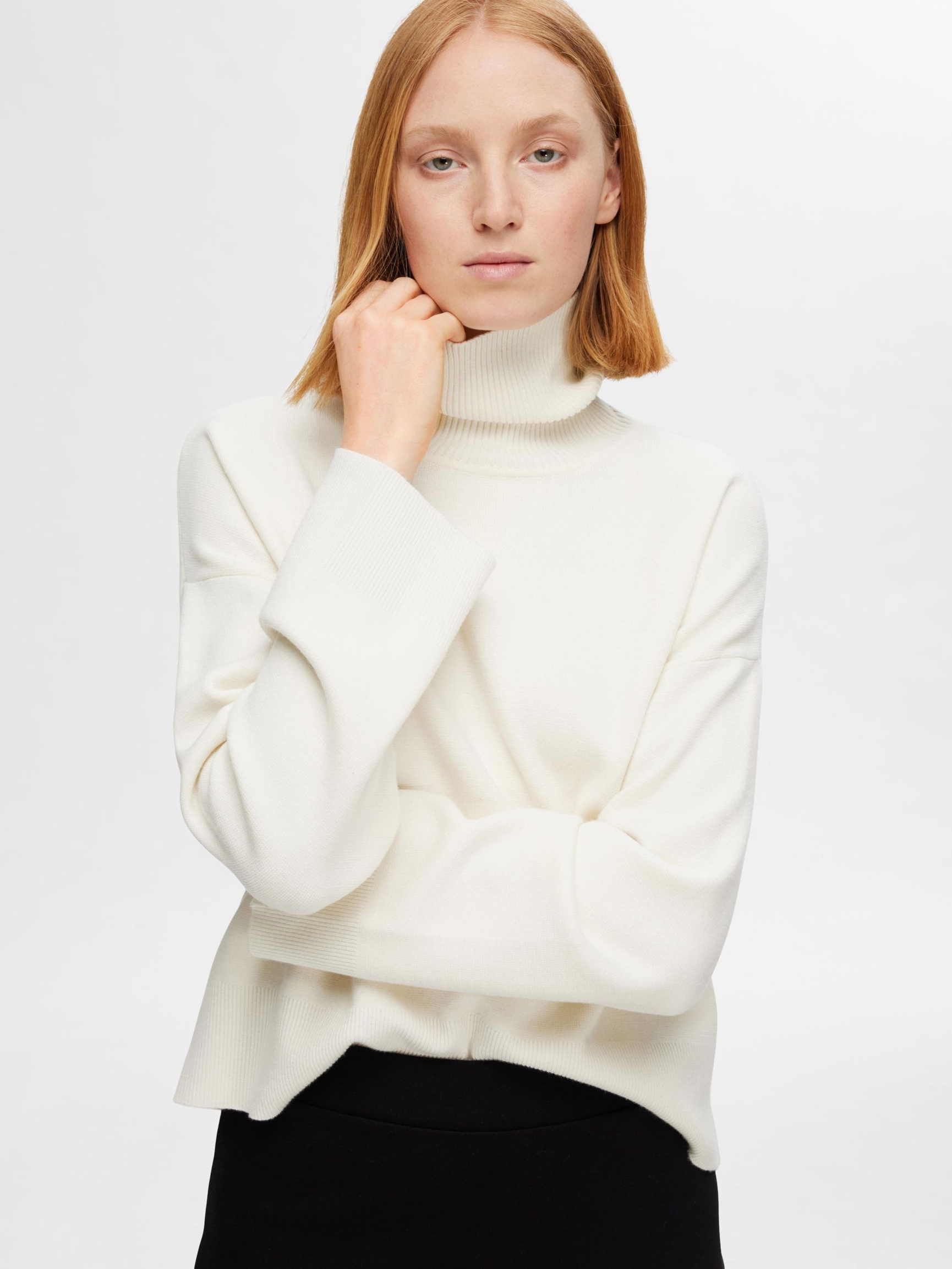 VISCOSE BLEND KNITTED JUMPER, Birch, highres
