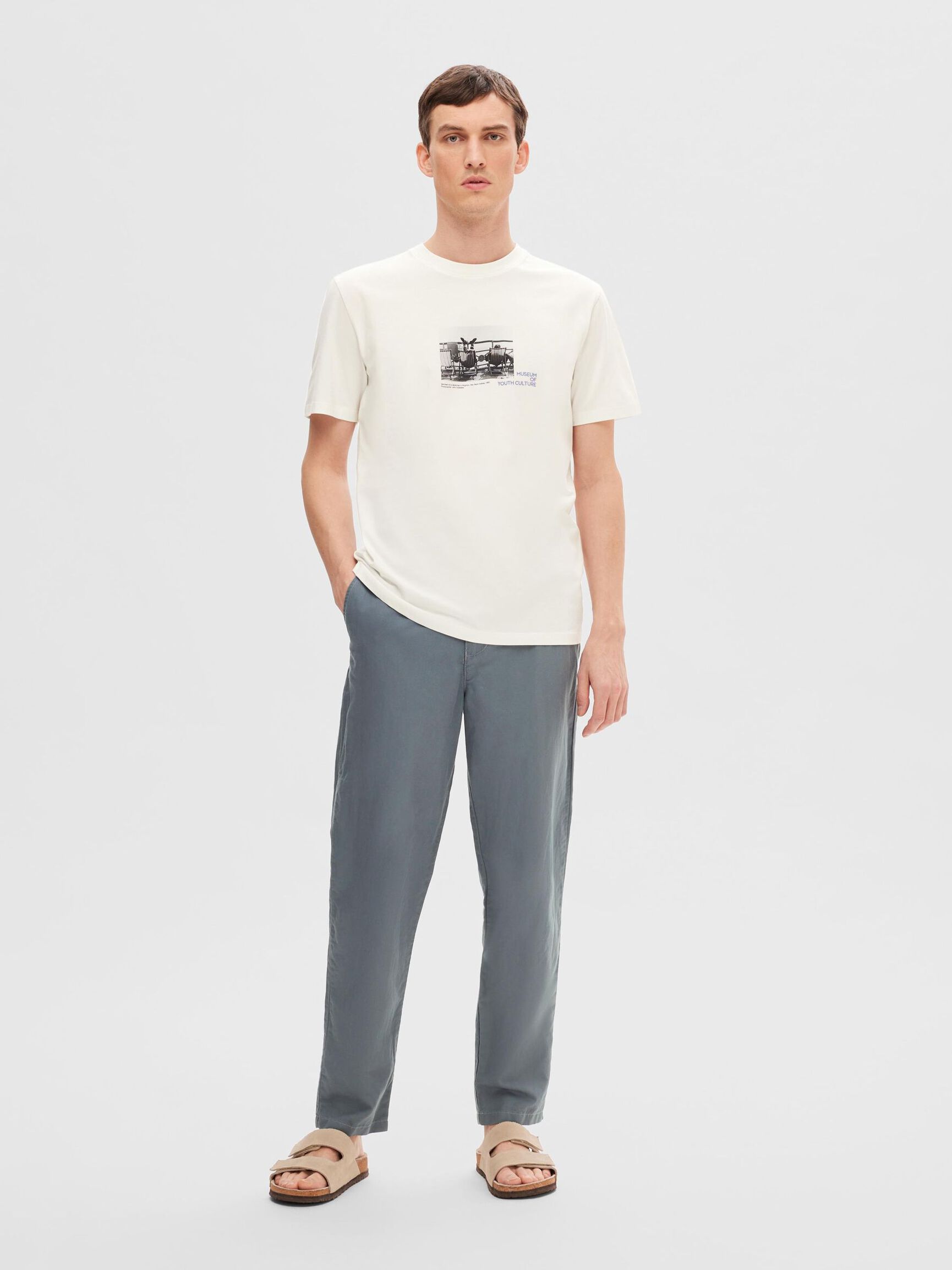 172 SLIM TAPERED LINEN BLEND TROUSERS, Stormy Weather, highres