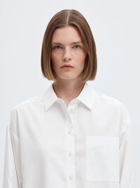 COTTON  CROPPED SHIRT, Bright White, highres